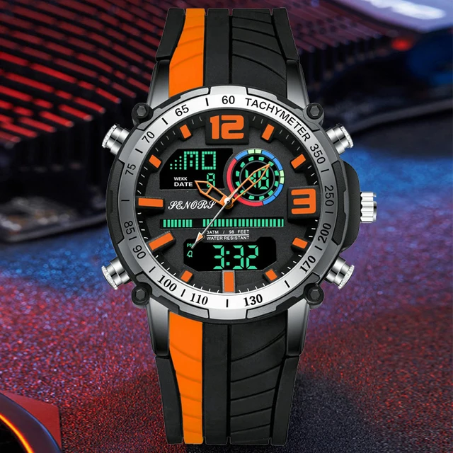 Reloj analógico Digital para hombre, con doble pantalla cronógrafo de pulsera, resistente al agua, marca de lujo, nuevo, 2021 2