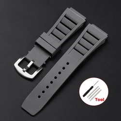 Premium Waterproof Silicone Sport Watch Strap - Soft Diving Rubber Bracelet - Black Buckle (Grey)