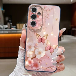 Butterfly Flower Print Soft Silicone Phone Case Cover for Galaxy A37 (A961 Blue)