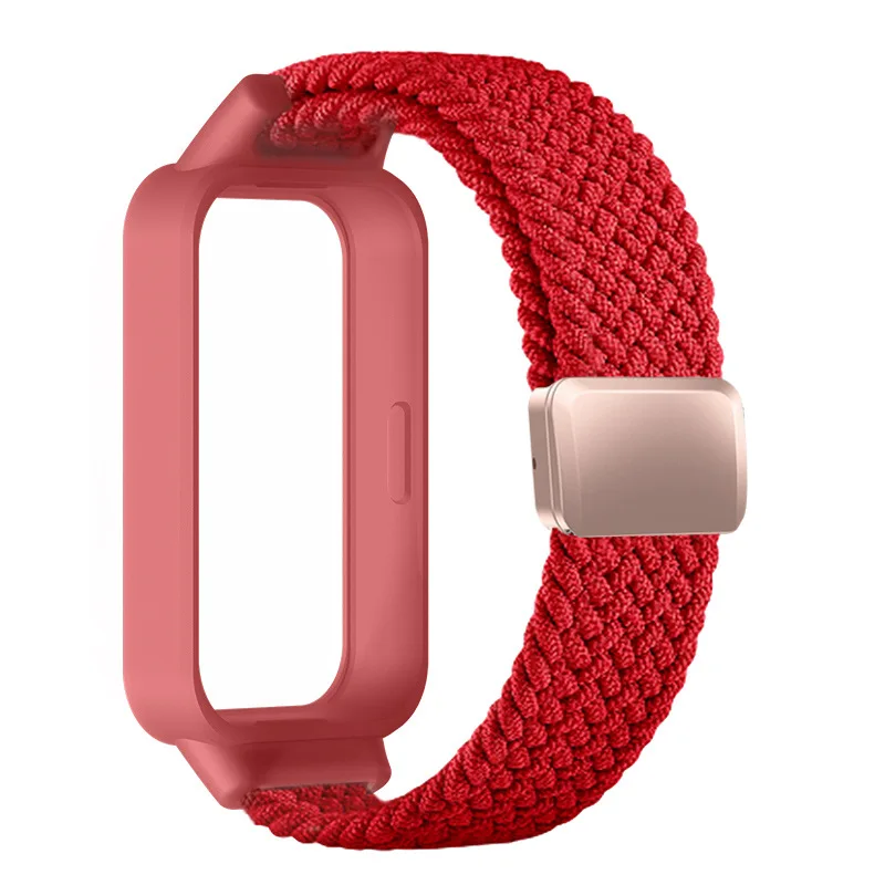 Braided Strap with Protective Case for Smart Fitness Bands - Magnetic Nylon Bracelet Cover