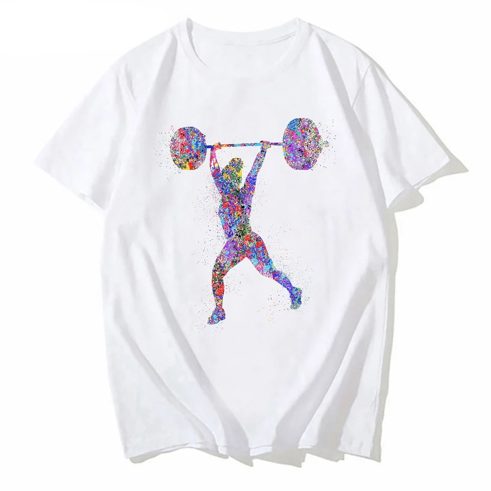 

Funny Weighlifting Watercolor Print Female Weightlifter Print Graphic Men Summer Harajuku T-shirt unisex Streetwear Tshirt