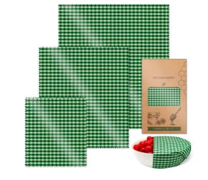 Pebbly NBA149 Bijenwas Voedselverpakking, Wit en Groen, 43 x 58, 5 cm
