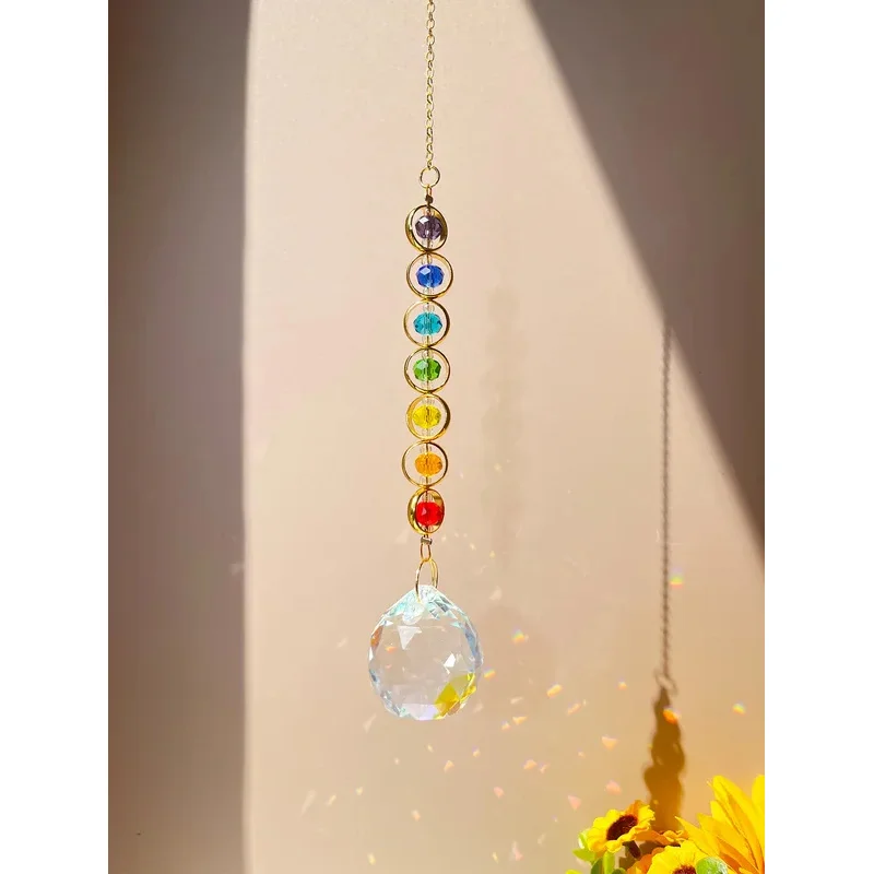 1pc Crystal Suncatcher Mobile Meditation Home Decor Rainbow Maker Prism Suncatcher (Rainbow and Fantasy)
