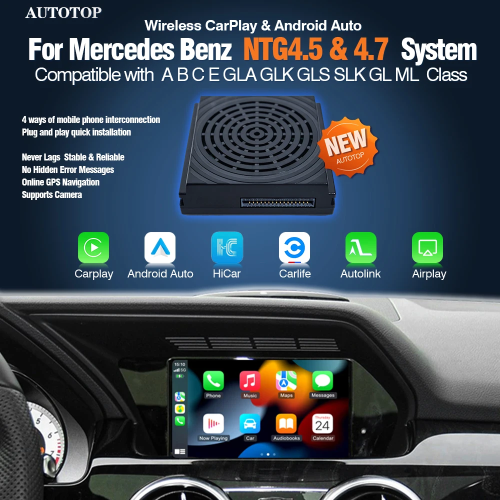 AUTOTOP Wireless Carplay Android Auto Becker Module For Mercedes Benz A B C E CLA GLA GLK ML W204 X204 W246 Sprinter NTG4.5 1