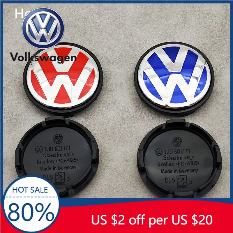 폭스바겐 제타 MK5 골프용 4개 56mm 블루 레드 자동차 휠 센터 캡 림 허브 캡 (폭스바겐 골프 제타 보라 폴로 S용)