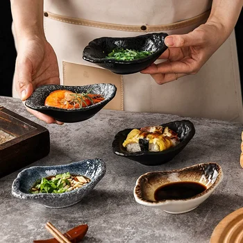 1pc nuovi piatti per salsa creativi piatto per sushi in ceramica stile giapponese barbecue piatti per immersione piatti da dessert alla frutta stoviglie da cucina 1