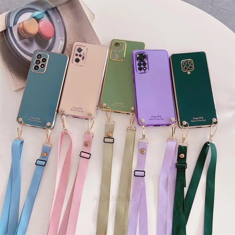 Redmi Note Pro 8t Crossbody Lanyard Plating Case For Xiaomi