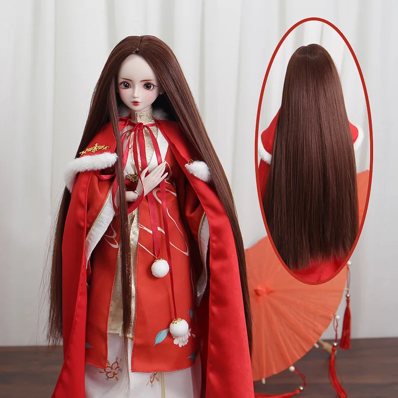 

Аксессуары для парика куклы 1/3 Bjd, окружность головы 21-23 см, длинные прямые волосы средней длины для куклы 60 см, наряд, игрушка