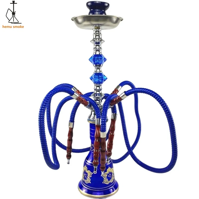 

New Classic Hookah with 4 Hose Ceramic Bowl Tongs Complete Hookah Nargile Shisha Narguile Chicha Cachimbas Traditional Hookah