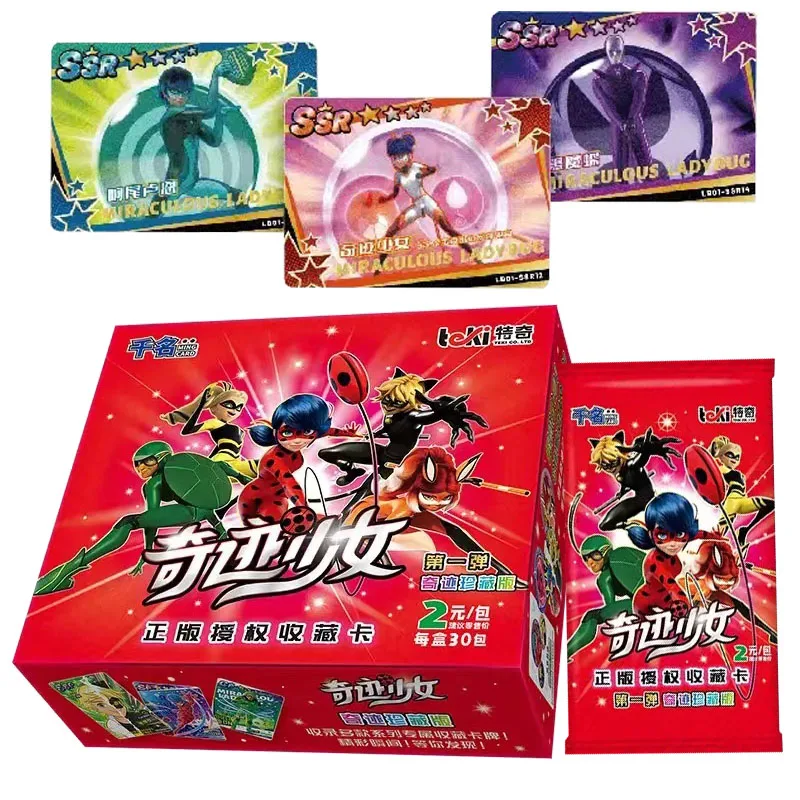 

2023 Miraculous Girl Ladybug Reddy Black Cat Roll Anime Card Marinette Hero Card Kids Game Toy Christmas Halloween Birthday Gift