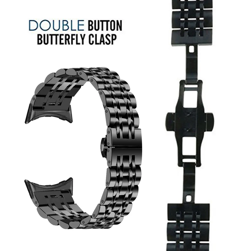 Stainless Steel Butterfly Buckle Bracelet - Premium Metal Strap Accessory