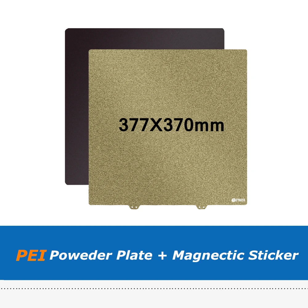 377X370mm Double-Sided Powder Coated PEI Spring Steel Plate Sheet + B-side Magnetic Sticker For Ender-5 Plus 3D Printer Parts energetic ender 3 sheet 235x235mm double sided textured and smooth pei powder coated flex plate for 3d printer parts