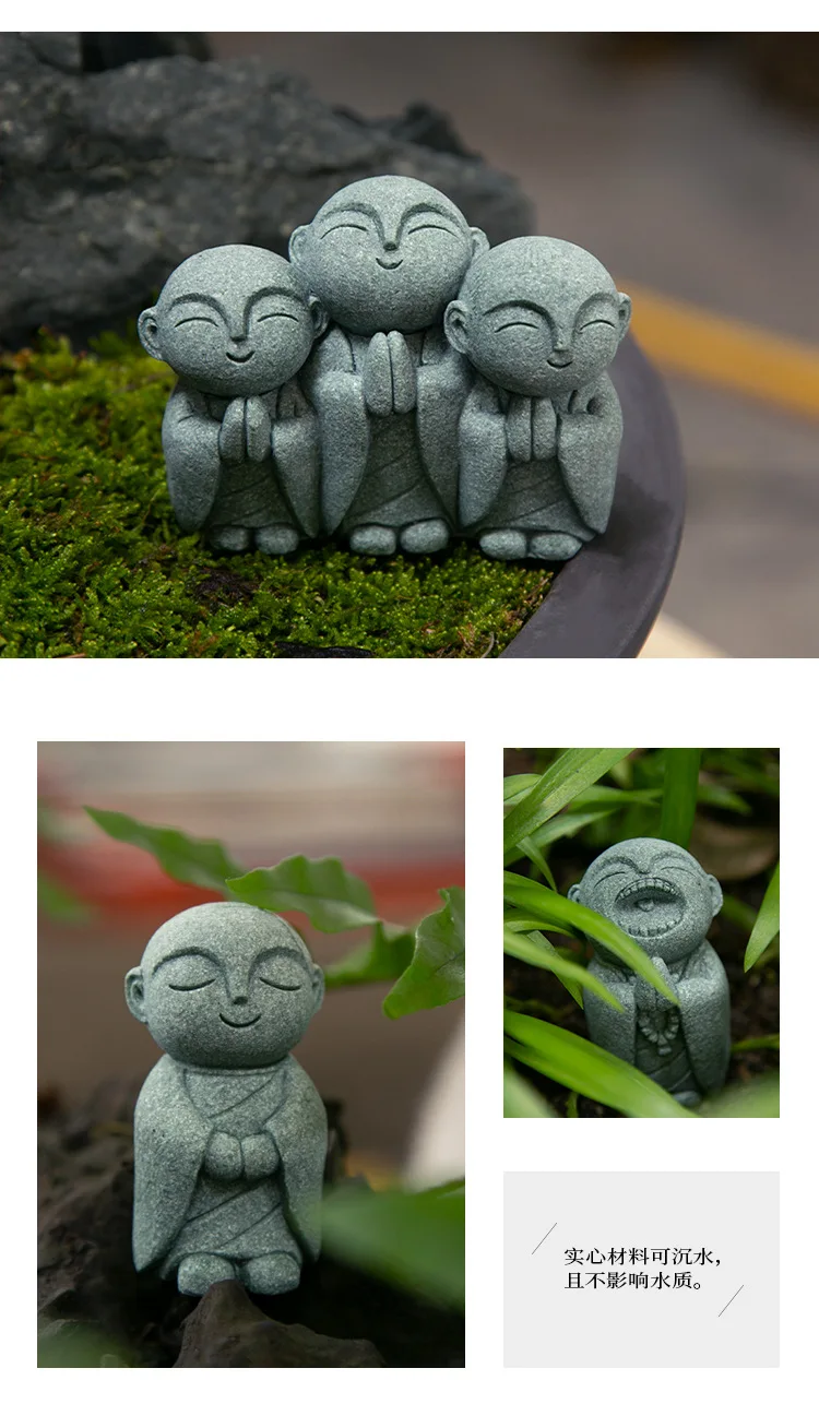 Description Picture 4 of itemCute Maitreya Blue Sandstone Ornaments Buddha Statues Garden Mini Ornament Japanese Home Decoration Crafts Figurines & Miniature