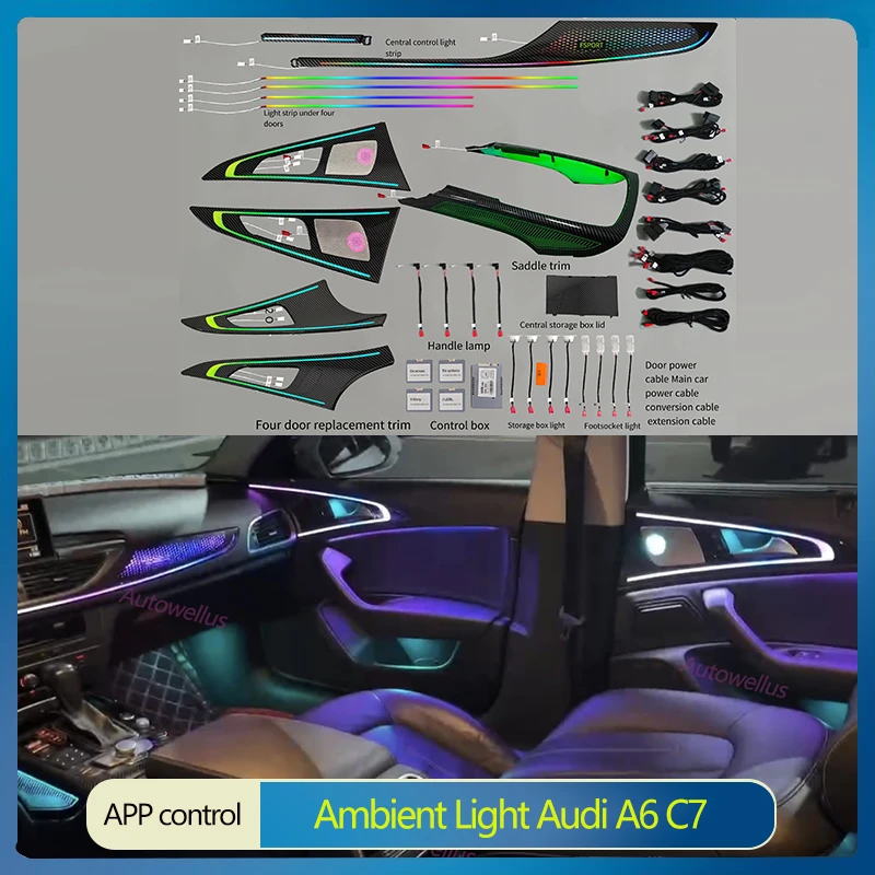 

For Audi A6 A6L A7 C7 2012-2018 MMI APP Control Auto Decorative Ambient Light Car Saddle LED Atmosphere Lamp Luminous Strip