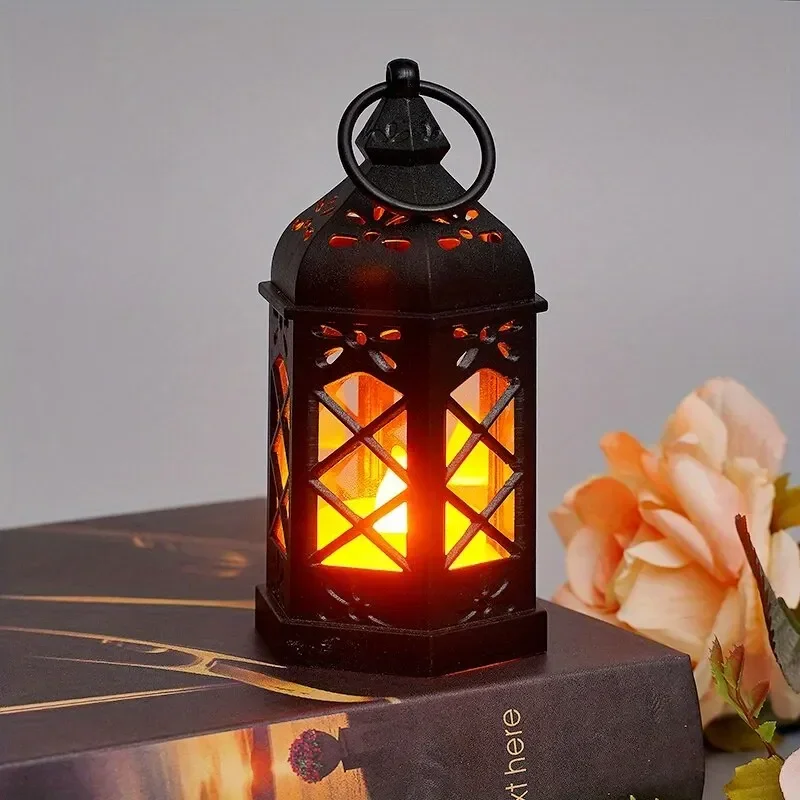 LED Light Decoration Retro Desktop Lamp Creative Hexagonal Wind Lamp Portable Candle & Horse Atmosphere