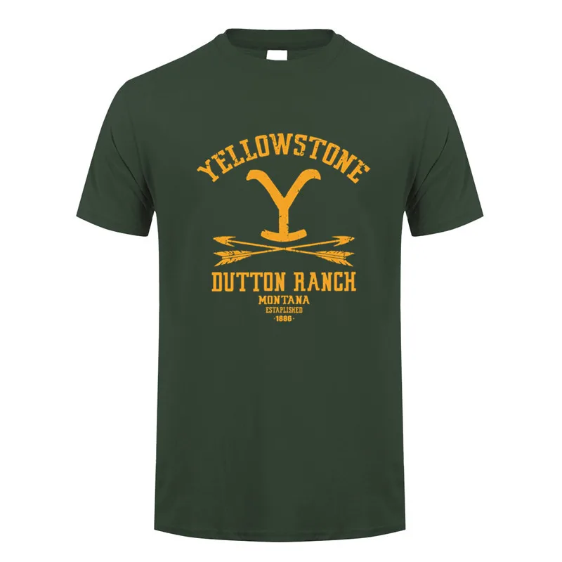 Yellowstone Dutton Ranch T 셔츠 탑 여름 남성 반팔 코튼 Yellowstone T 셔츠 Mans Tshirt