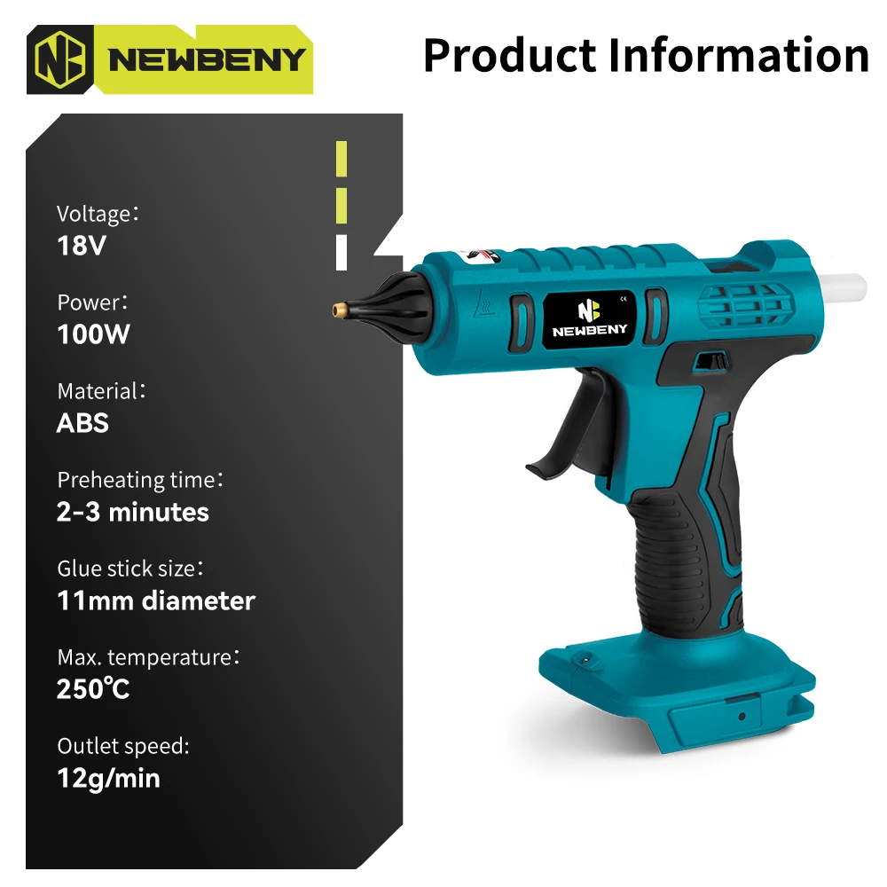Cordless Hot Glue Gun 260&deg; 100W High Temperature Industrial Mini Thermo Tool For 21V 18V Battery