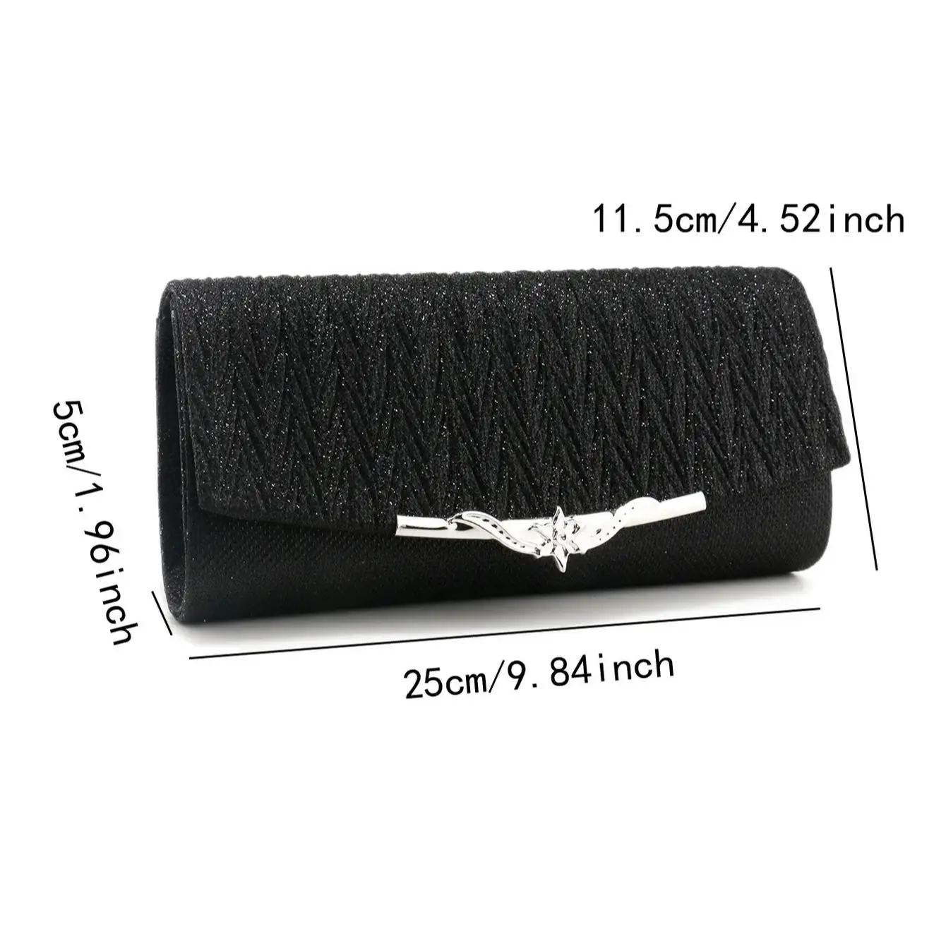 Golden Metal Women Evening Clutch Handbags Ruched Fashion Glitter