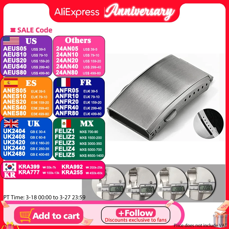 WOCCI Boucle De Rechange Pour Bracelet De Montre, Fermoir En Acier Inoxydable Pour Bracelets De Montre, Couleur Et Taille Au Choix