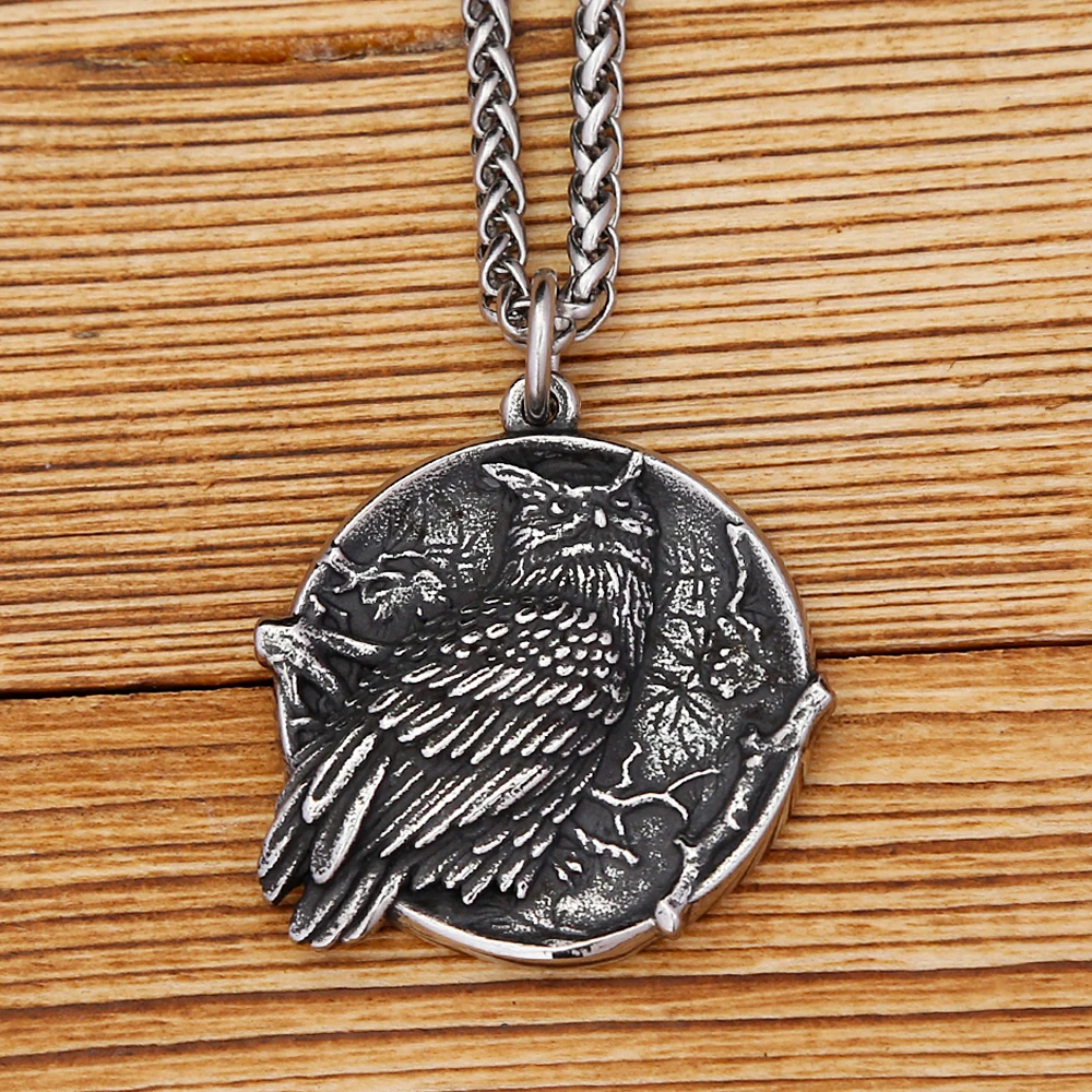 Nordic Vintage Owl Pendant Stainless Steel Viking Animal Necklace For Men Punk Fashion Amulet Jewelry Gifts Dropshipping 3