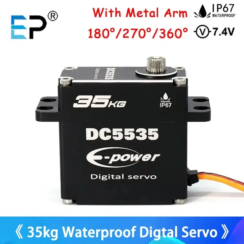 

E-Power 35 кг водонепроницаемый сервопривод 180 °/270 ° С полностью алюминиевой быстрой шестерней из нержавеющей стали с высоким крутящим моментом для 1/6 1/8 1/10 1/12 RC автомобиля DIY части