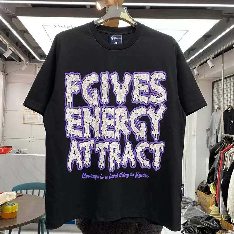 

Creative cartoon lettering printed round-necked short-sleeved T-shirt trend