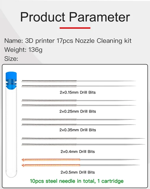 WJMY 32 Pièces Kit Nettoyage Imprimante 3D Aiguilles Nettoyage