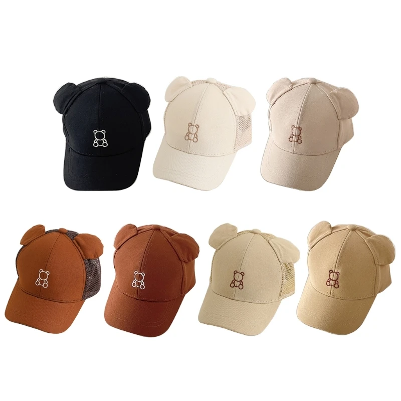 Baby Embroidery Baseball Cap with/without Mesh Cartoon Bear Sun Protection Cap