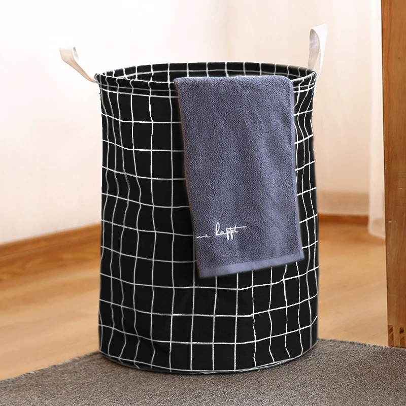 Household large fabric dirty clothes basket, toy storage bucket, cotton and linen dirty clothes basket, foldable and waterproof