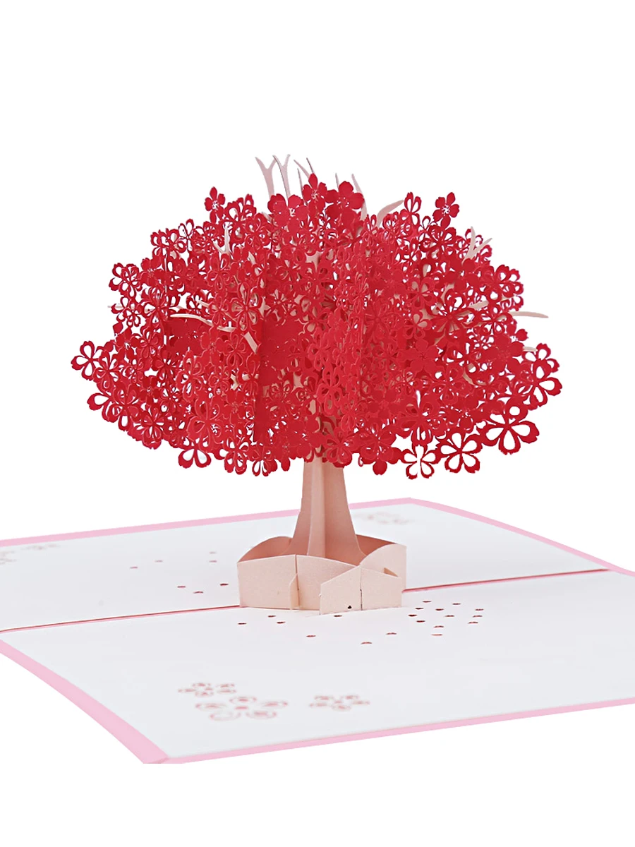 3D Sakura Cherry Blossom Pop Up Greeting Card, Valentine's Day, Thank You Cards, Wedding Invitation, Missing You Card, Gifts