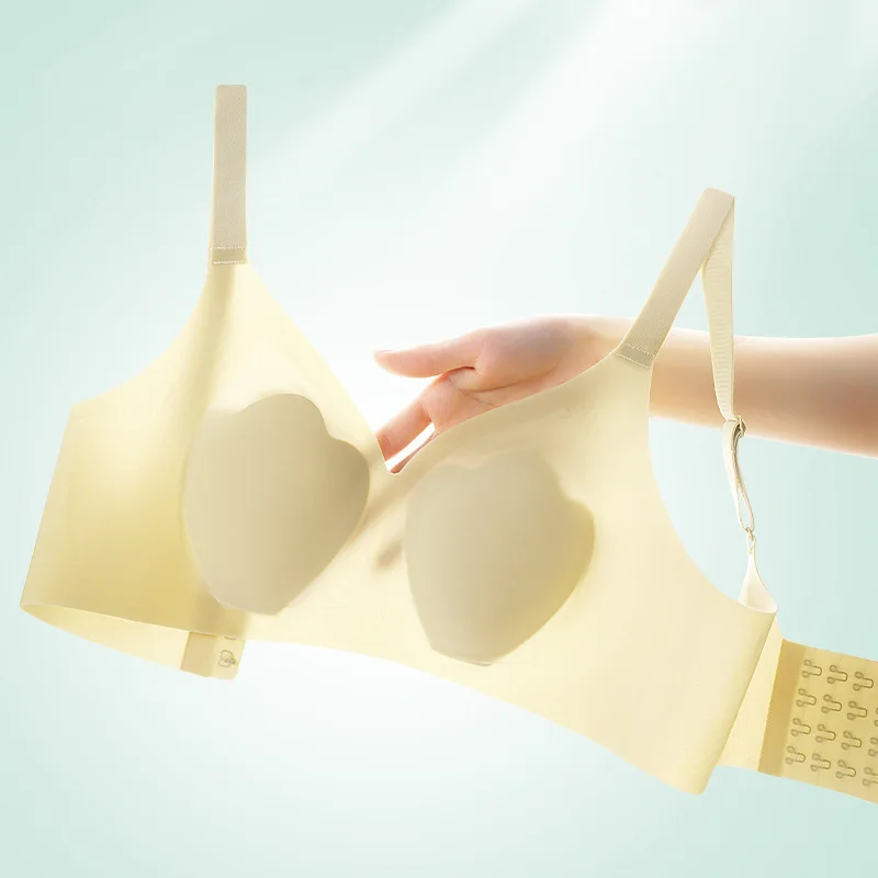 

Traceless Back Soft Support Underwear For Women's Thin Summer Comfort Without Steel Ring Bra Small Chest Gathered