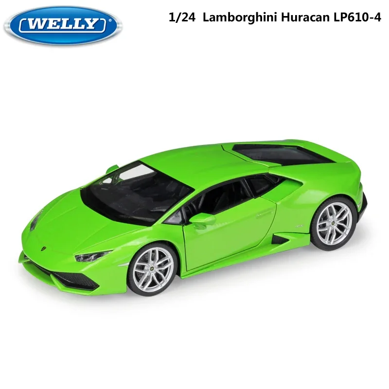 WELLY Model Car 1:24 Diecast Lamborghini Huracan LP610-4 Race Car Sports Car Metal Alloy Toy Car For Children Gift Collection