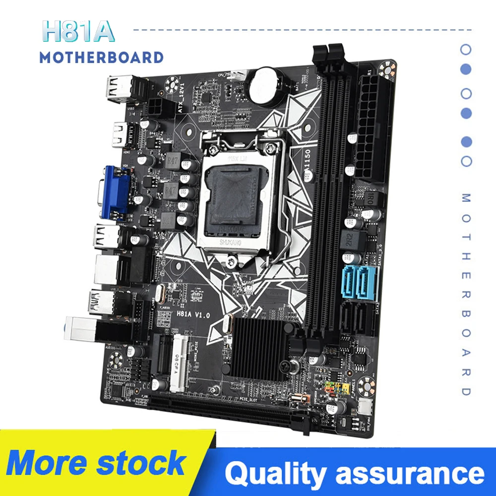 

H81A Motherboard M-ATX LGA1150 PC Main Board Support SATA3.0 NVME M.2 4K HD VGA+HDMI Max DDR3 16GB