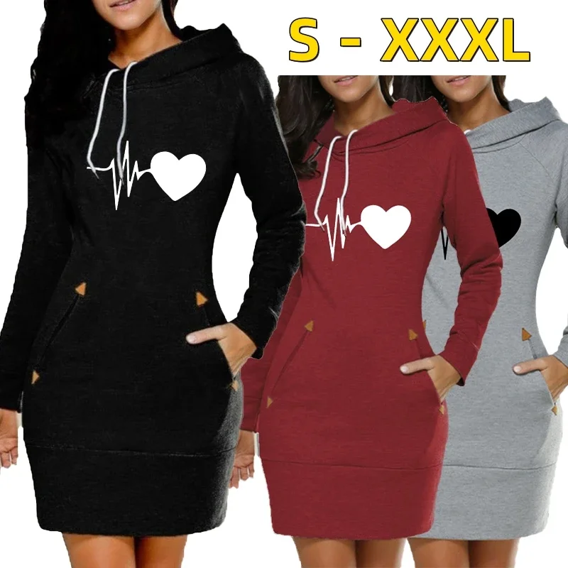 

Women Hoodie Dress Slim Type Dress Popular Hoodie Hooded High Collar Women Long Sleeve Dress
