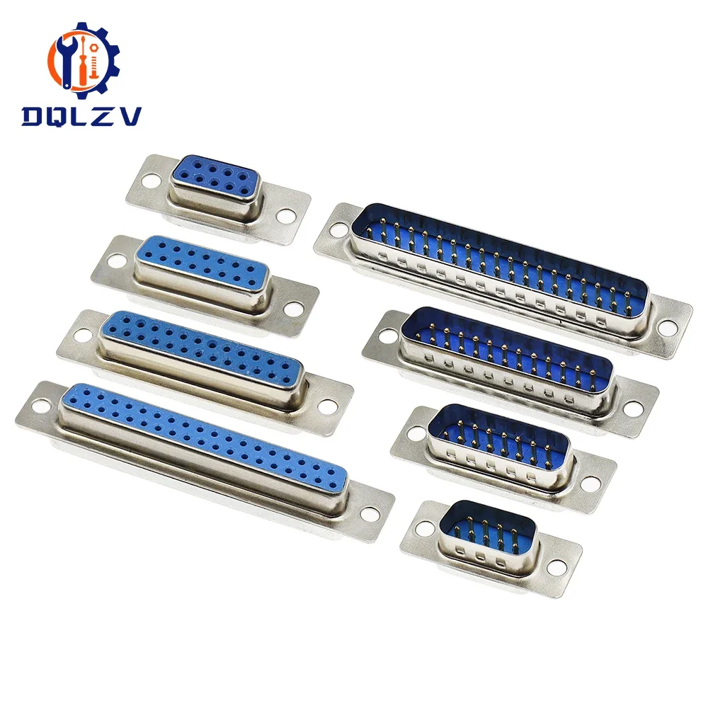 5PCS D-SUB 9 15 25 37 Pin Male Female Solder Type Connector DIP Straight Mount Serial Port Adapter 2 Rows DB9 DB15 DB25 DB37