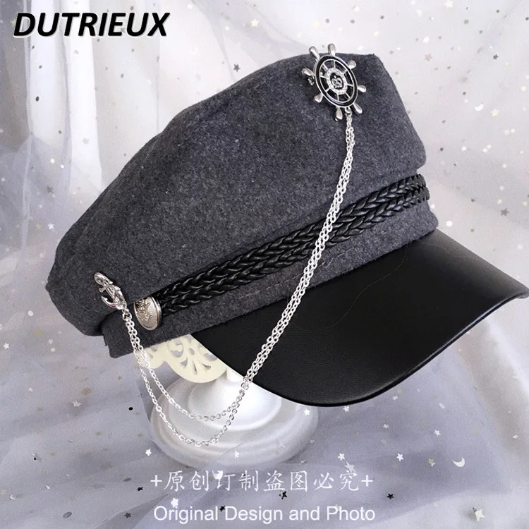 Japanese Tassel Military Cap Halloween Handmade Lolita Hat Women