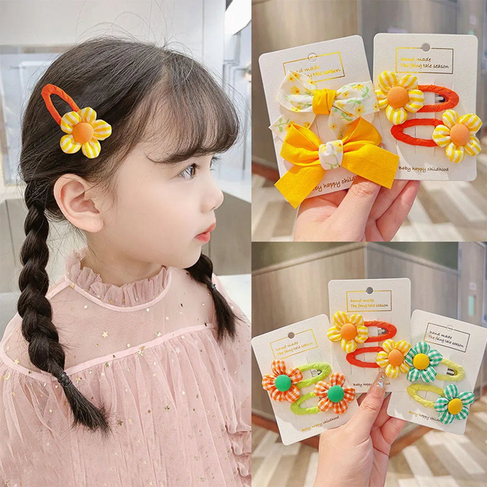 Two Sets of Baby Flower Hair Clips Bowknot Hair Fragmentary Headdress Hair Clip Baby Clip Girl's Side Clip Is Light Comfortable
