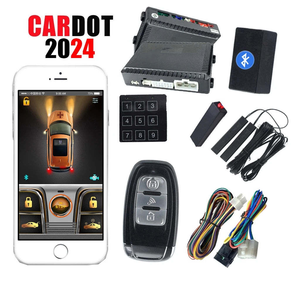 

Cardot Auto Car Keyless Entry Start Universal One Start Stop Engine Push Button Vehicle Alarm Car PKE Remote Start Ignition