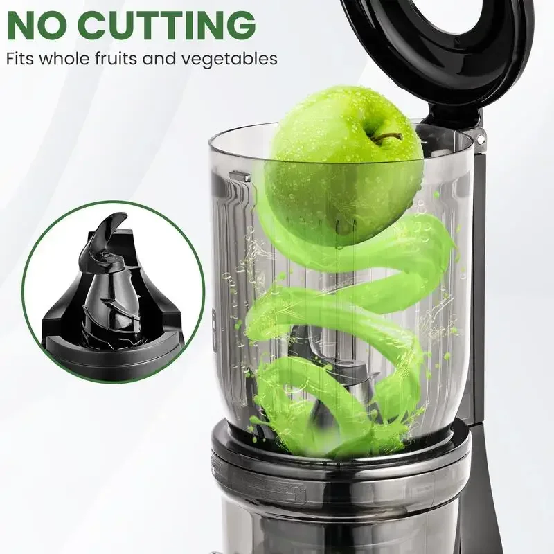 PUkomc Juicer Machines, Cold Press Juicer with 4.25'' Large Feed，Slow Masticating Machines Chute Fit Whole Vegetable And Fruit 2
