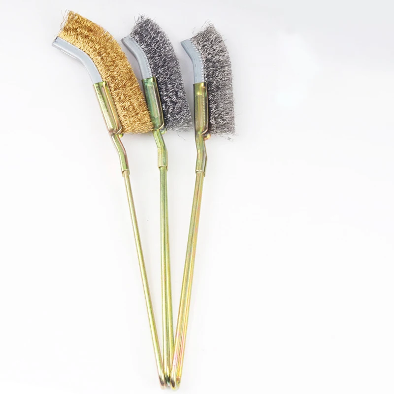 Curved / Straight Steel Soft Bonsai Brush Garden Cleaning Tool Hand Tools Safe and Eco-friendly Rust Removal Brushes 4