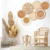 7Pcs Boho Rattan Wall Decor Hanging Woven Baskets Decor Bohemian Home Decor Handmade Wicker Wall Decor for Bedroom Farmhouse 1