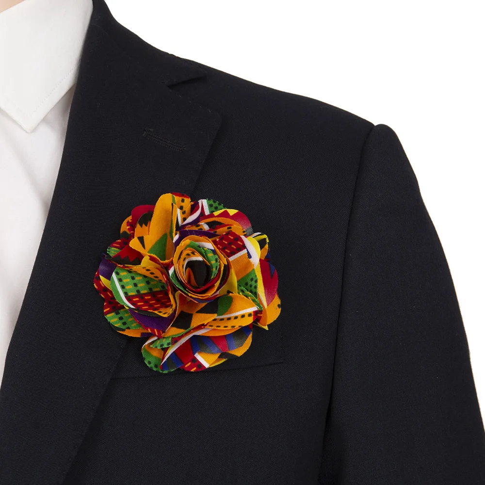 Handmade Ankara Brooches Multilayer Rose Flower Fabric Brooch