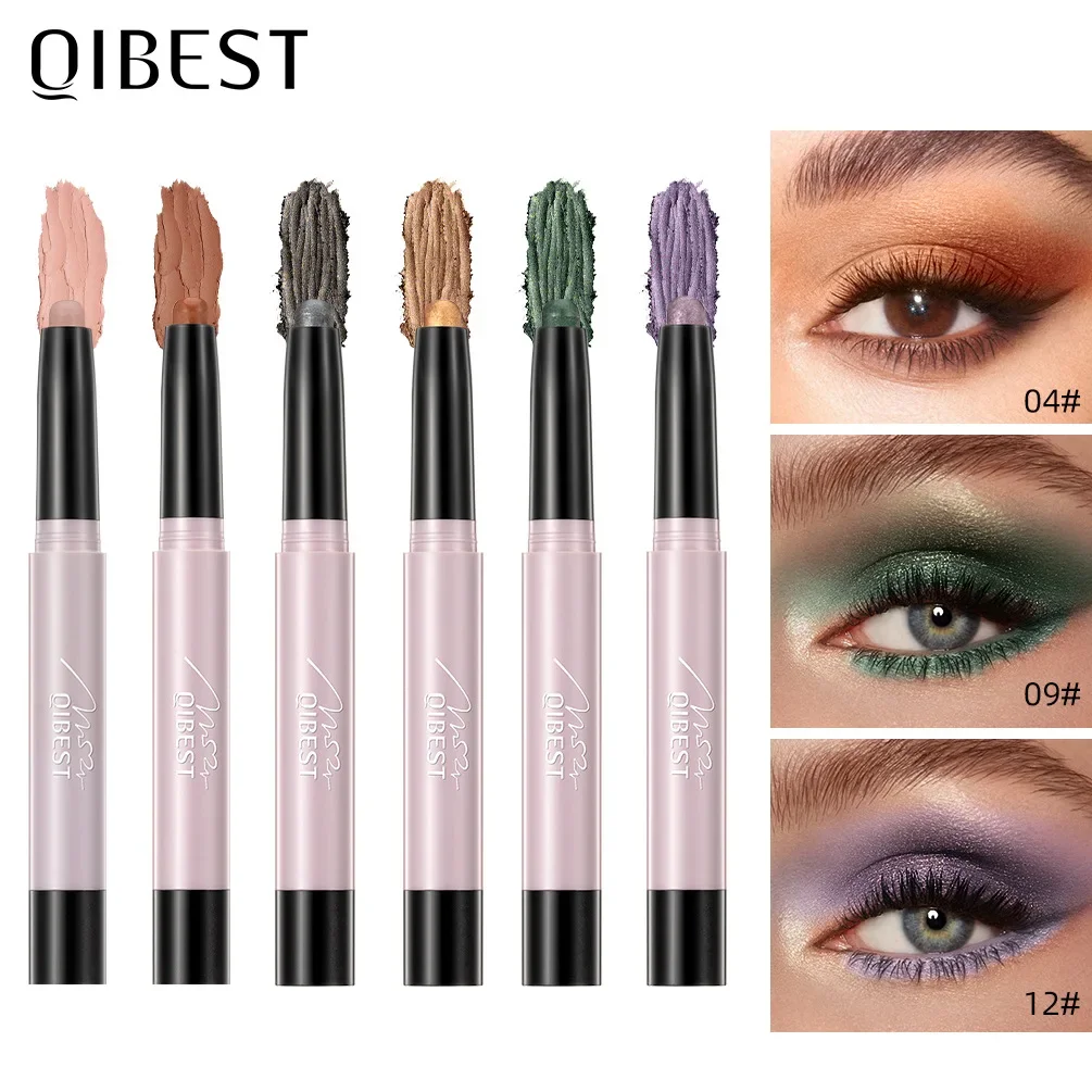 12 Colors Pearlescent Eyeshadow Eyeliner Pencil Waterproof Glitter Matte Nude Eye Shadow Makeup Pigment Silkworm Eyeshadow Pens
