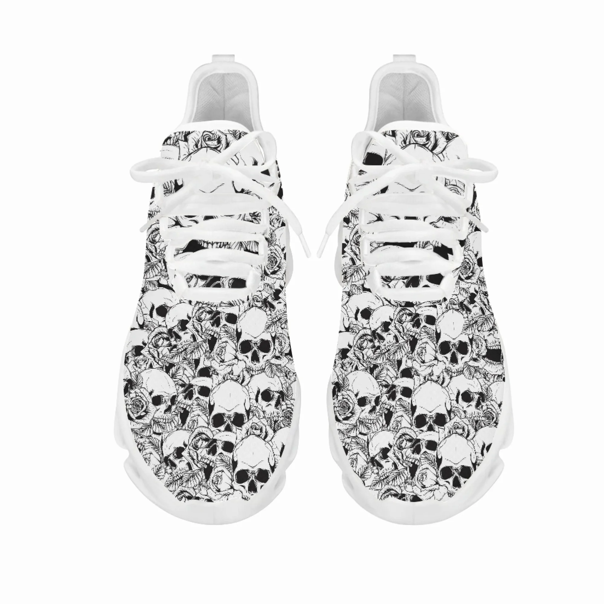 Yikeluo 2022 New Style Women Platform Sneakers Cool Skull Pattern Lady Mesh Swing Sneakers Casual Sport Zapatillas