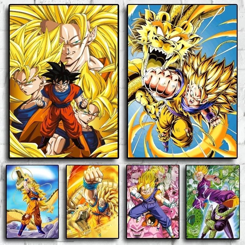 

Dragon Ball Wall Art Cell Canvas Paintings Kakarotto Modular Pictures Super Saiyan HD Poster Home Decora Living Room With Frame