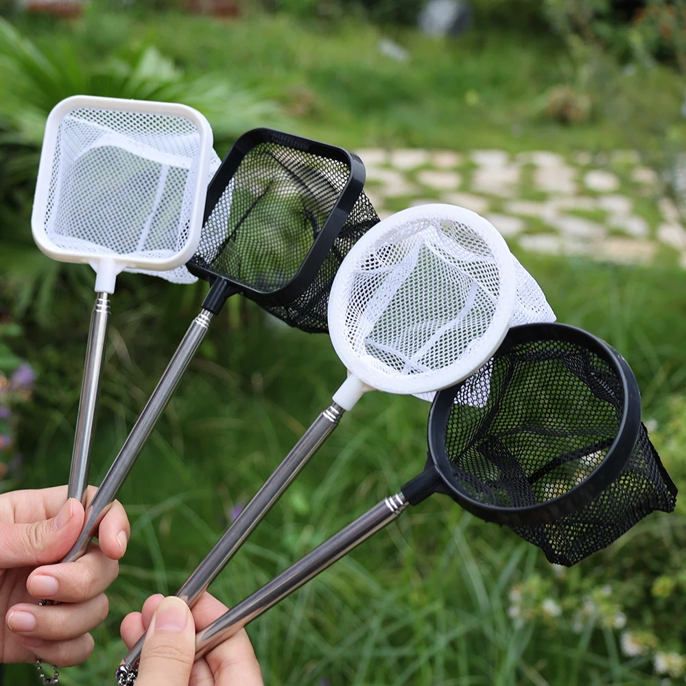 Stainless Steel Retractable Small Fishing Nets fishing net Home Aquarium Viewing Fishing Tools 3D Square Round Clean Net Accessories