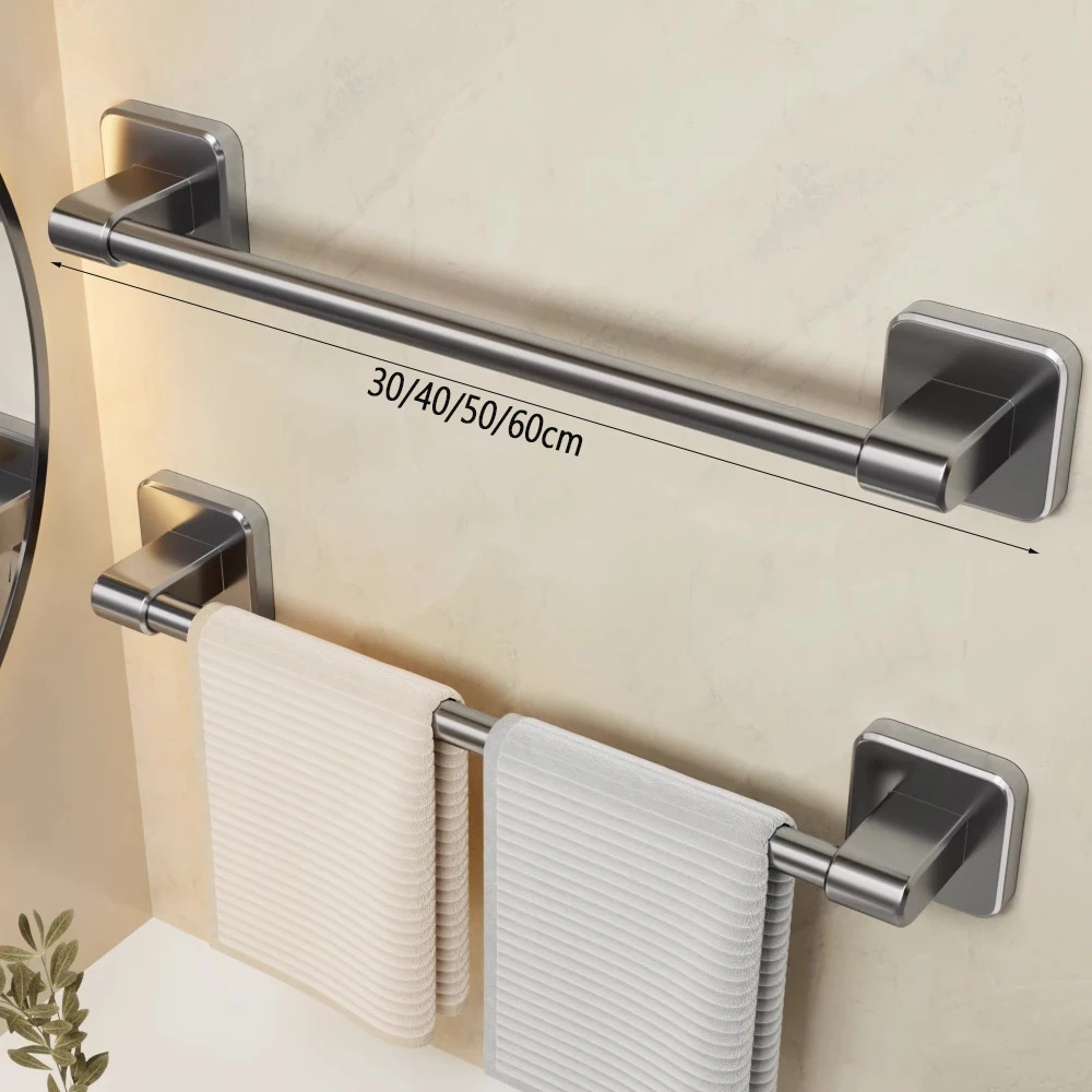 Towel Rack Bathroom Facilities 30/40/50/60cm Towel Bar Bathroom Nail-free Towel Rack Wall Mounted Bath Rack Kitchen Pot Cover Shoe Racks