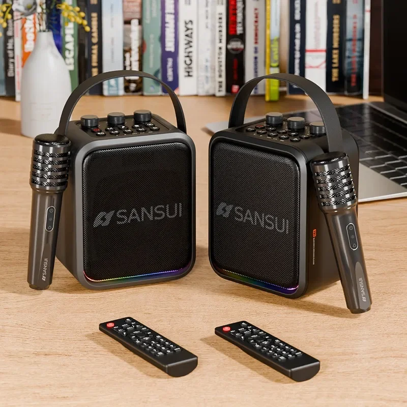 

60 Вт семейный караоке Bluetooth динамик с микрофоном дистанционное управление TF карта AUX стерео звуковая система портативный KTV громкий звук Soundbox