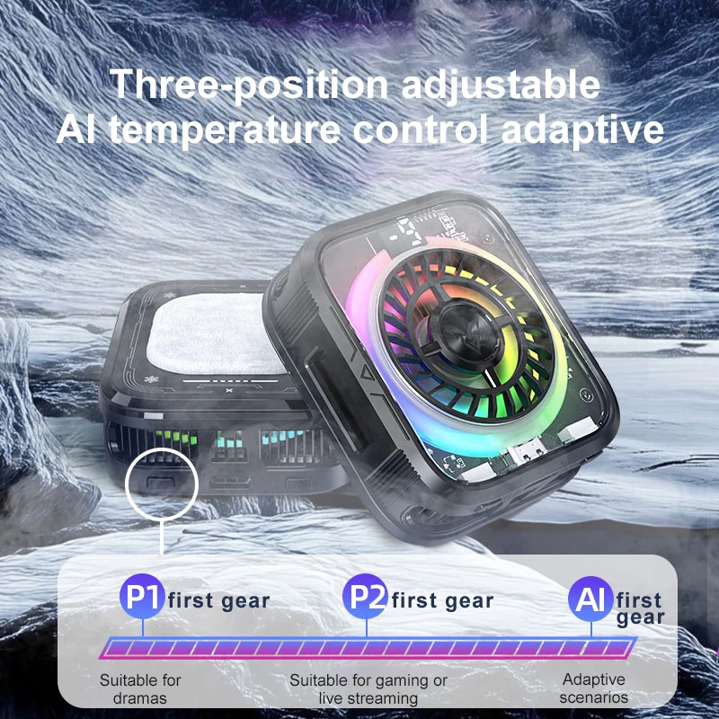 휴대용 휴대폰 마그네틱 반도체 냉각 라디에이터 (아이폰 16/15/14/13 Pro Max 안드로이드 범용 게임 쿨러)