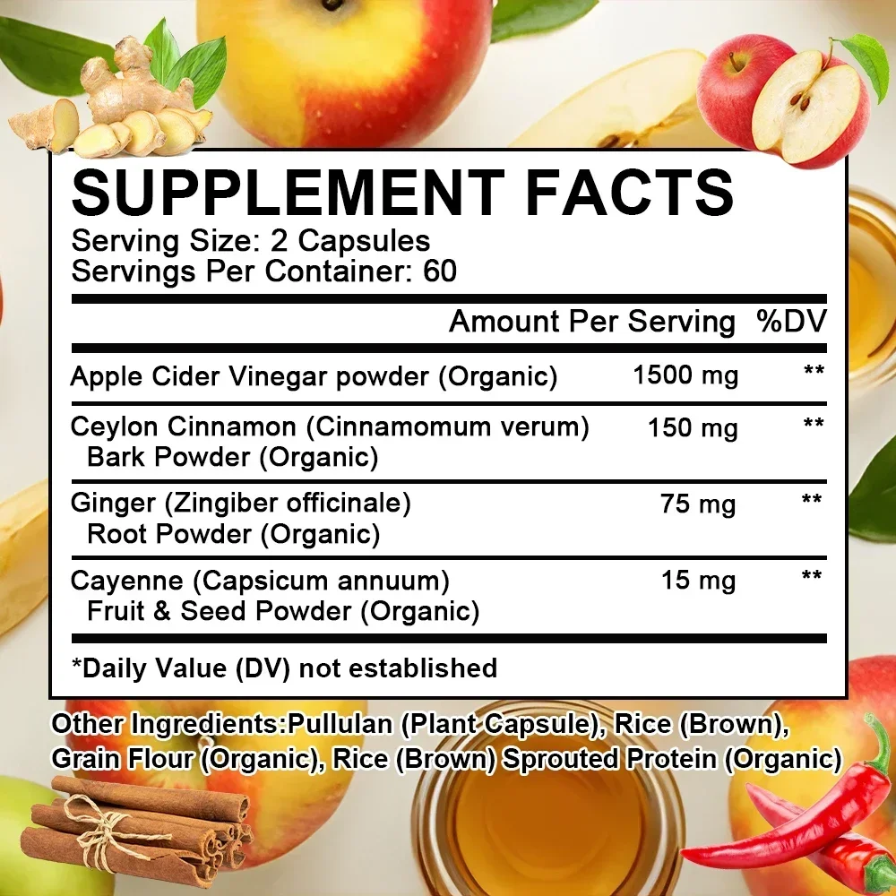 Apple Cider Vinegar Capsules-Max with Cinnamon Ginger Paprika Natural Detoxifier to Help Metabolism